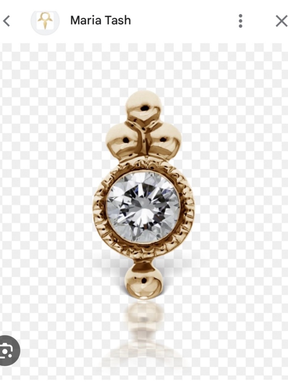 Maria Tash Diamond Four Ball Trinity Threaded flat back stud.